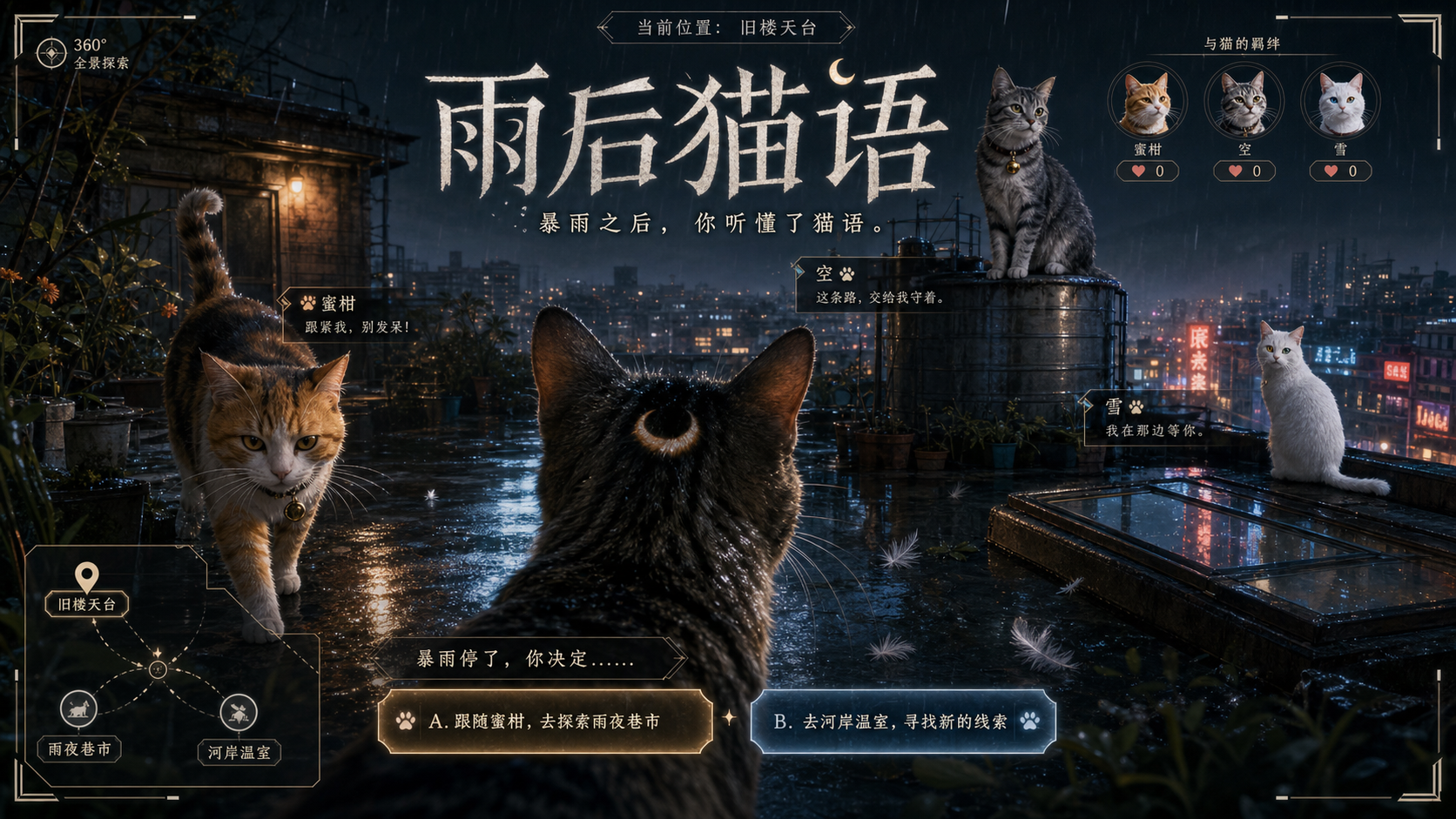 雨后猫语互动影游示例画面